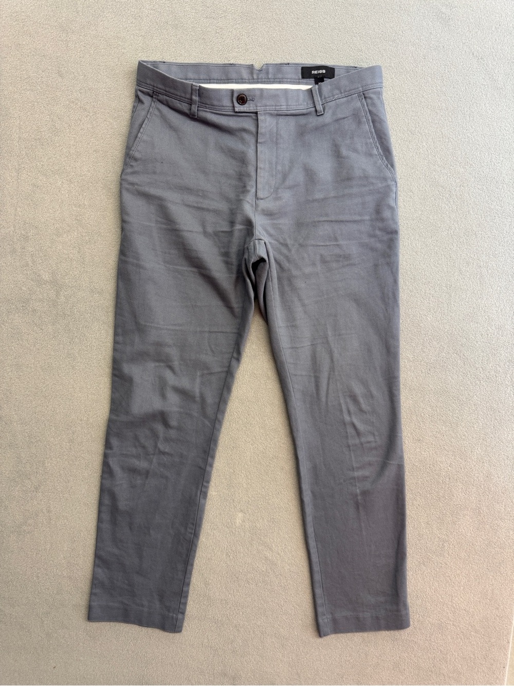 Reiss Dress Pants 32x30 Men's Chino Slim Fit Gray Cotton Preppy